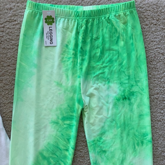 Neon Green Tie Dye Leggings - Picture 4 of 6